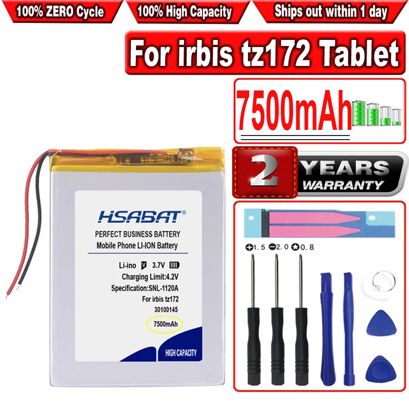 Аккумулятор HSABAT 7500 мАч 30100145 для планшета Digma optima 10 6 3G TT1006MG irbis tz172|Батареи MP3/MP4