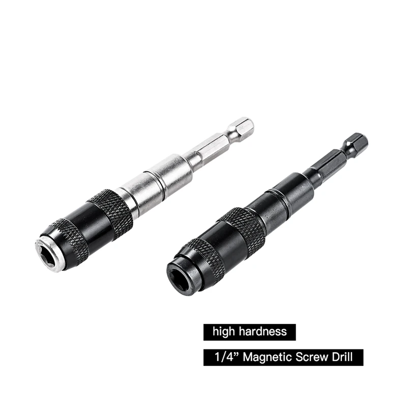 

2 Pcs Magnetic Screw Drill Tip Screw Tool Locking Bit Quick Change Holder Drive Guide Drill Extensions, Silver & Red