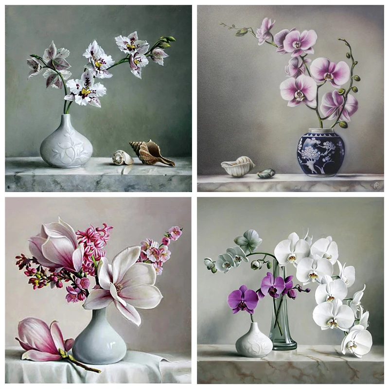 

Diamond Embroidery "Vase Flower" Diamond Painting Full Square Round Rhinestone Decoration Mosaic Home Decoration