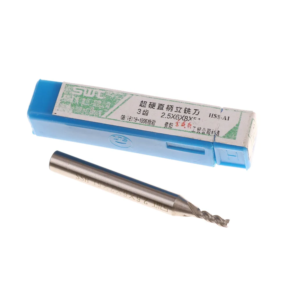 

HSS Straight Shank 3 Flute End Mill Router Drill Bit Cutter Tool 2.5*6*8*52mm
