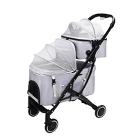 pet cat stroller folding double layer newborn baby stroller dog pull cart four wheel shock dog transporter carrier dog travel