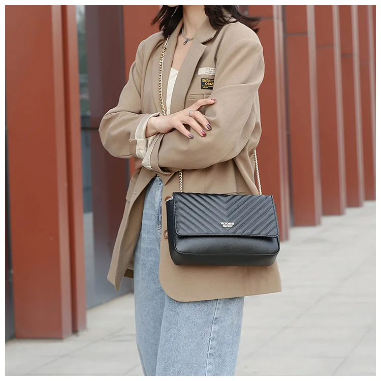 

Genuine Leather Women Handbags Fashion Stripe Wide Strap Ladies Wallet Bags XBS11-XBS13