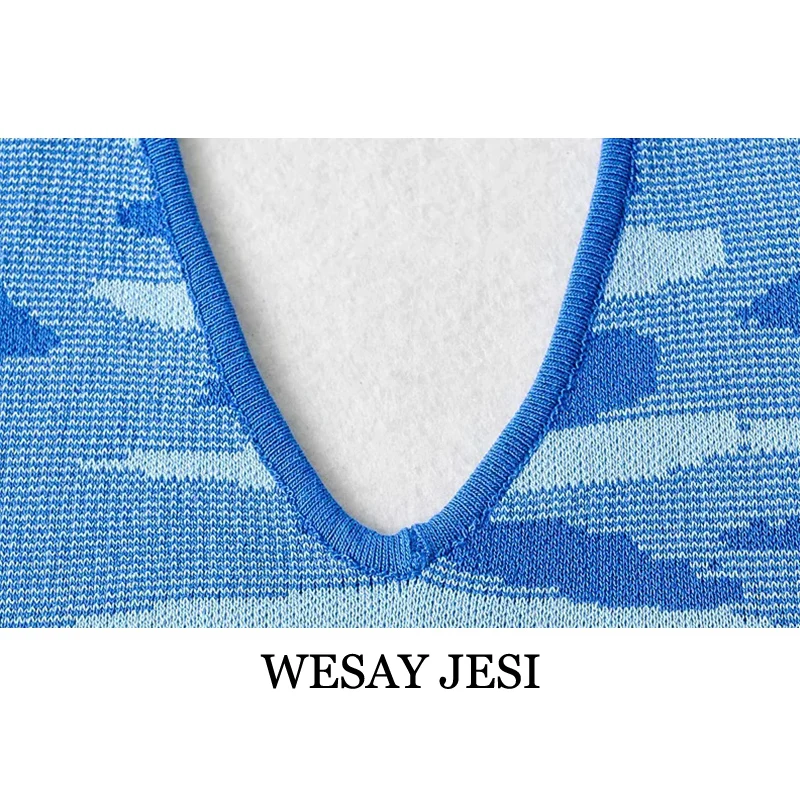 

WESAY JESI Fashion Dresses Backless Striped Sleeveless Tank Knitted Dress Women Elegant Vintage Fashion Casual Bodycon Dresses