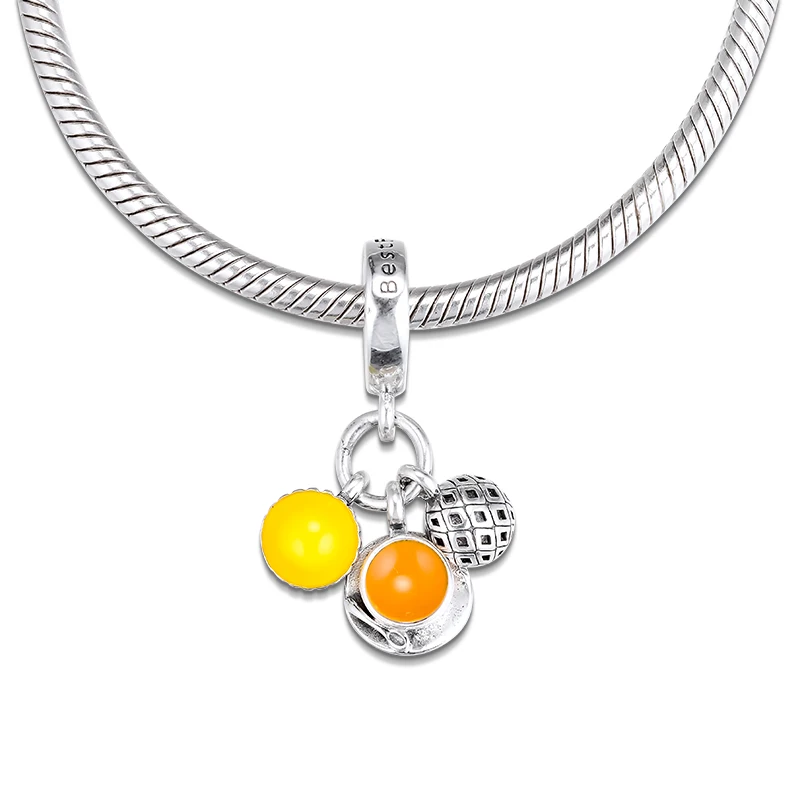 

Beads fits for Bracelets 100% 925 Sterling Silver Jewelry Egg Tart Milk Tea Pineapple Bun Charms Free Shipping
