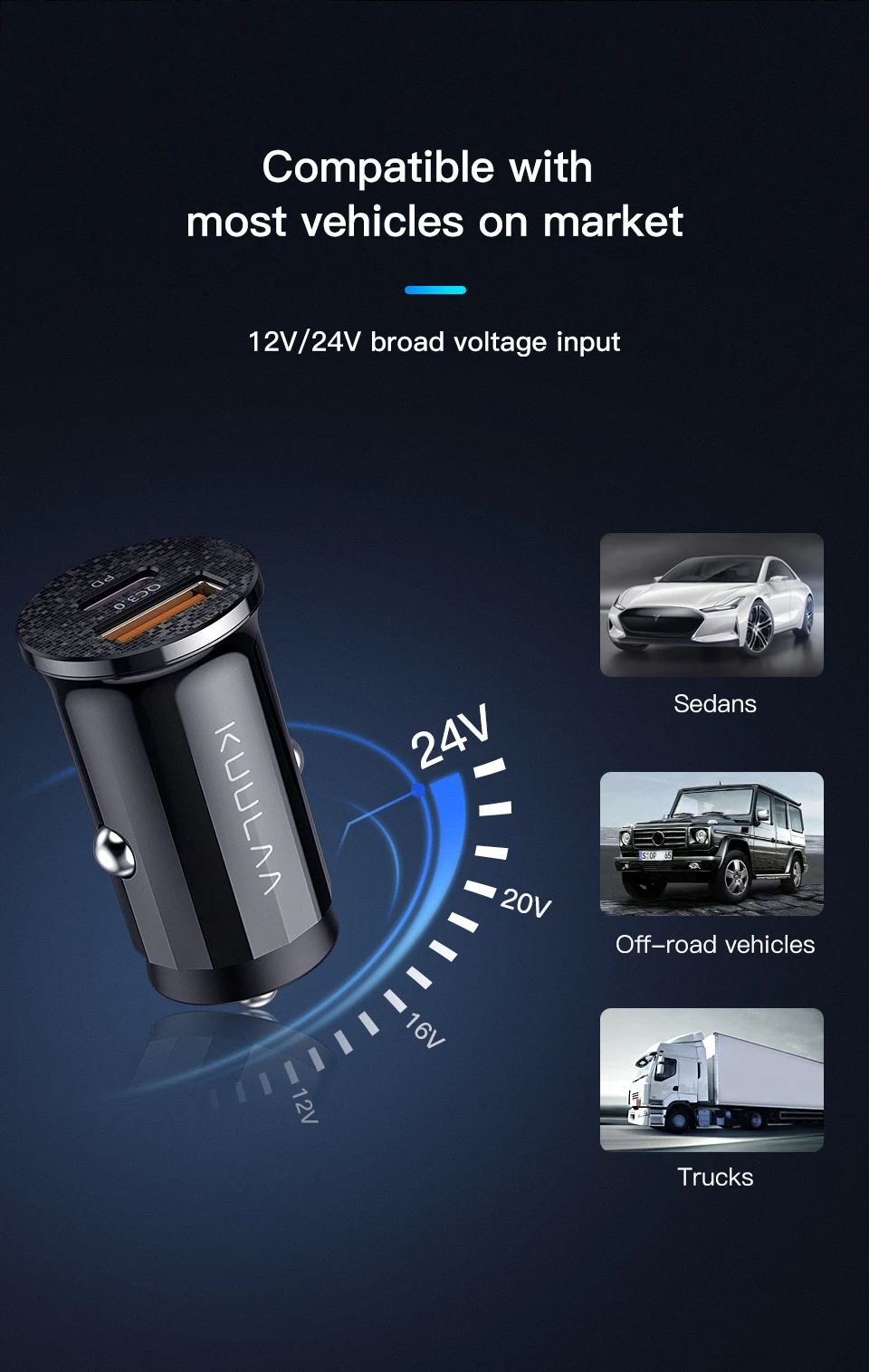 KUULAA Quick Charge 4,0 36 Вт QC PD 3,0 Автомобильное зарядное устройство для samsung S10 9 Быстрая автомобильная зарядка для Xiaomi iPhone usb ЗУ для мобильного телефона
