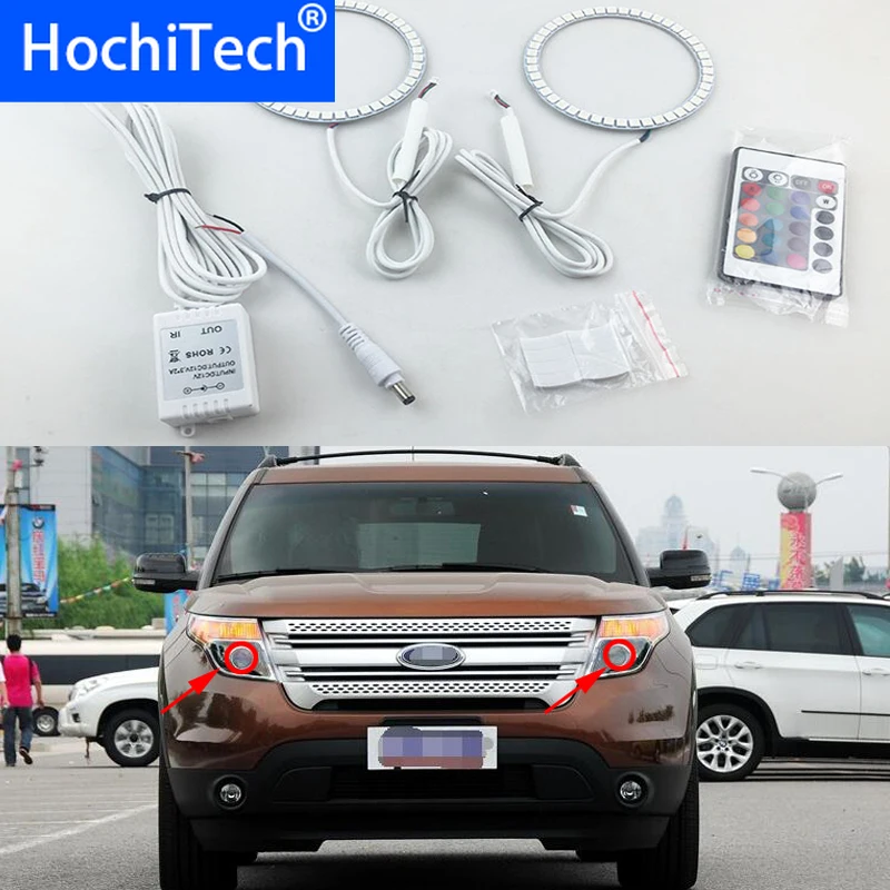 Для Ford Explorer 2011 2012 2013 2014 2015 2016 светодиодный периметр фар колец halo многоцветный RGB