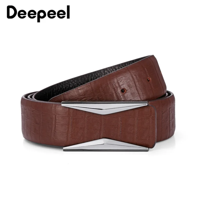 Deepeel 1 шт. 3,4 см* 105-125 см мужской ремень из натуральной кожи официальный костюм брюки гладкая пряжка для ремня металлический Starp подарок для мужчин ремни