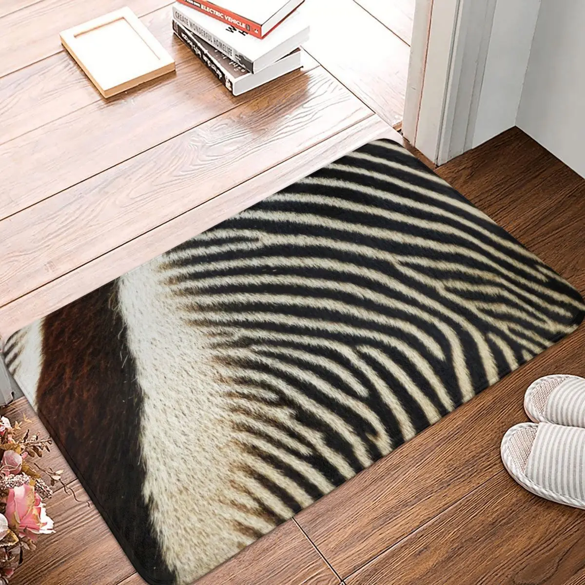 Напольный коврик Zebra с кабососом нескользящий ковер из полиэстера для ванной