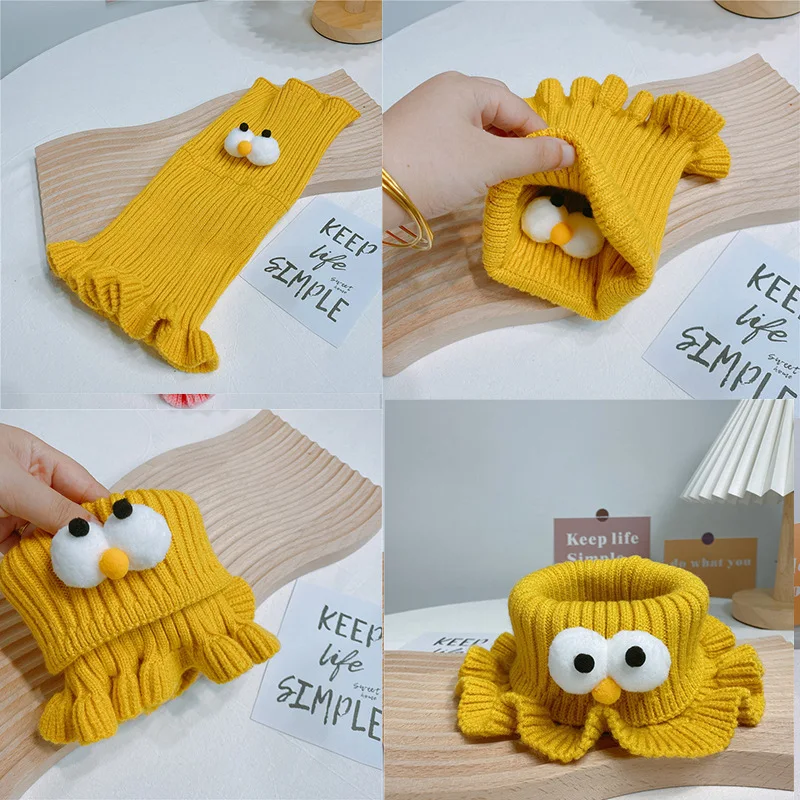 Шарф-кольцо вязаный для девочек с большими глазами зимний теплый однотонный 2022 |