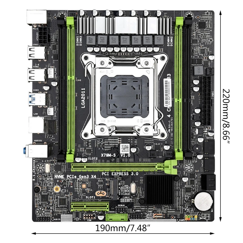 

2021 New BTC X79M-S Micro Miner Motherboard NVME M.2 Interface for CPU Set DDR3 * 4 Memory Slot Low Power LGA 2011