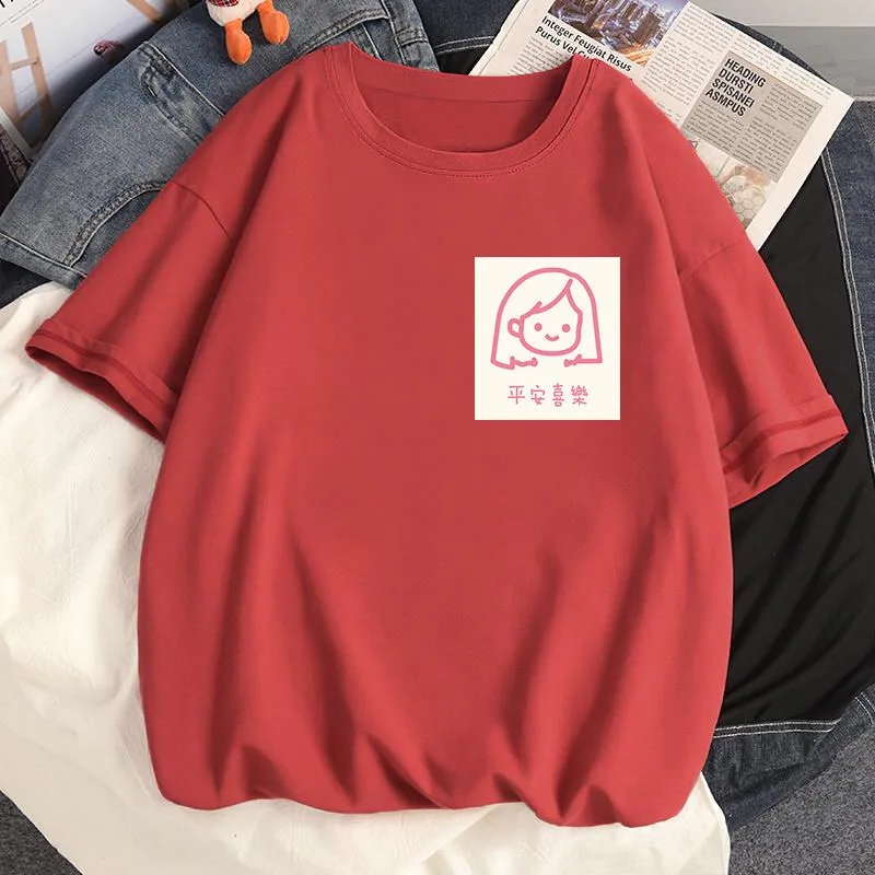 

Новинка 2021, женские рубашки, футболка из 100% хлопка, женская модная летняя футболка с круглым вырезом и коротким рукавом, женская футболка в К...