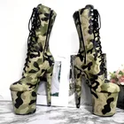 Mclubgirl 20 см ботинки на платформе камуфляжные со шнуровкой, модель для ночного клуба, подиумные женские ботинки LYP