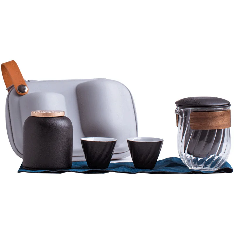 Glass Teaware Ceramic Teapot with One Pot Three Cups Storage Tank Gaiwan Teacup Tea Sets Portable Travel Chinese Drinkware | Дом и сад