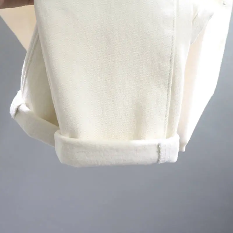 

Jeans Loose Warm Denim Harem Pants Women Vaqueros Mujer Beige White Jeans Woman Autumn Winter High Waist Fleece Stretch