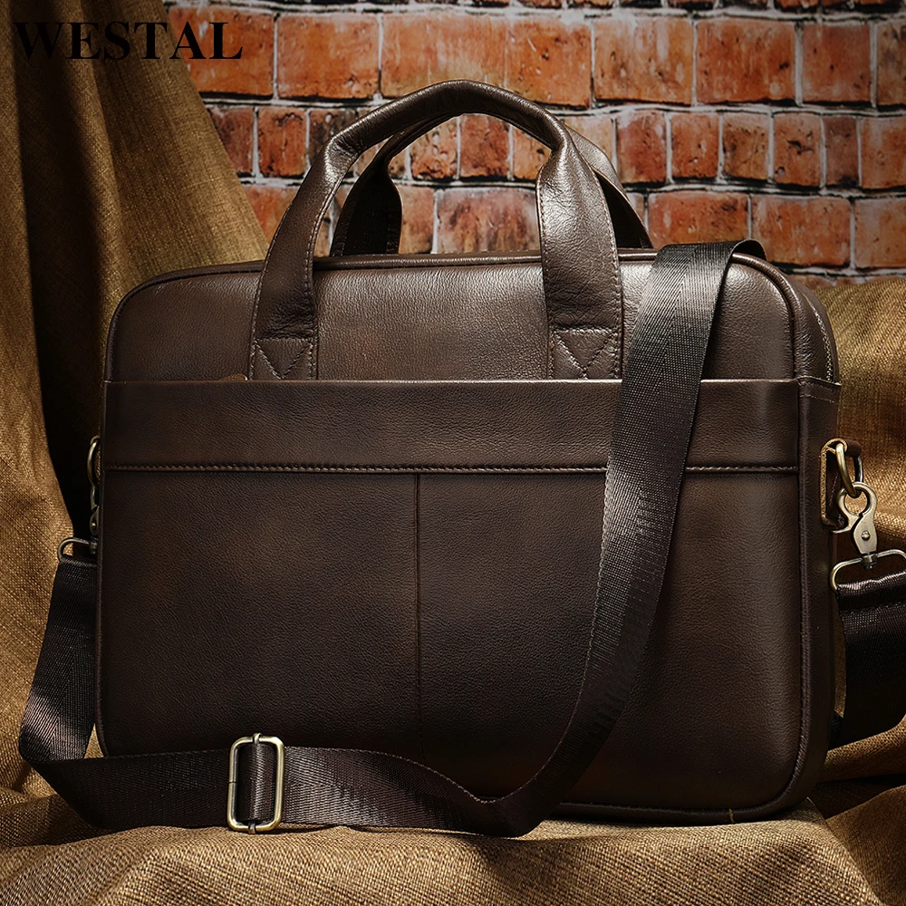 

Men's Bag Genuine Leather Men Briefcase for Laptop 14 Messenger Men's Leather Bag Business Portfolio for Document