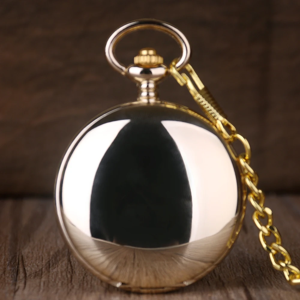 Гладкие Механические карманные часы полностью золотого цвета для мужчин и