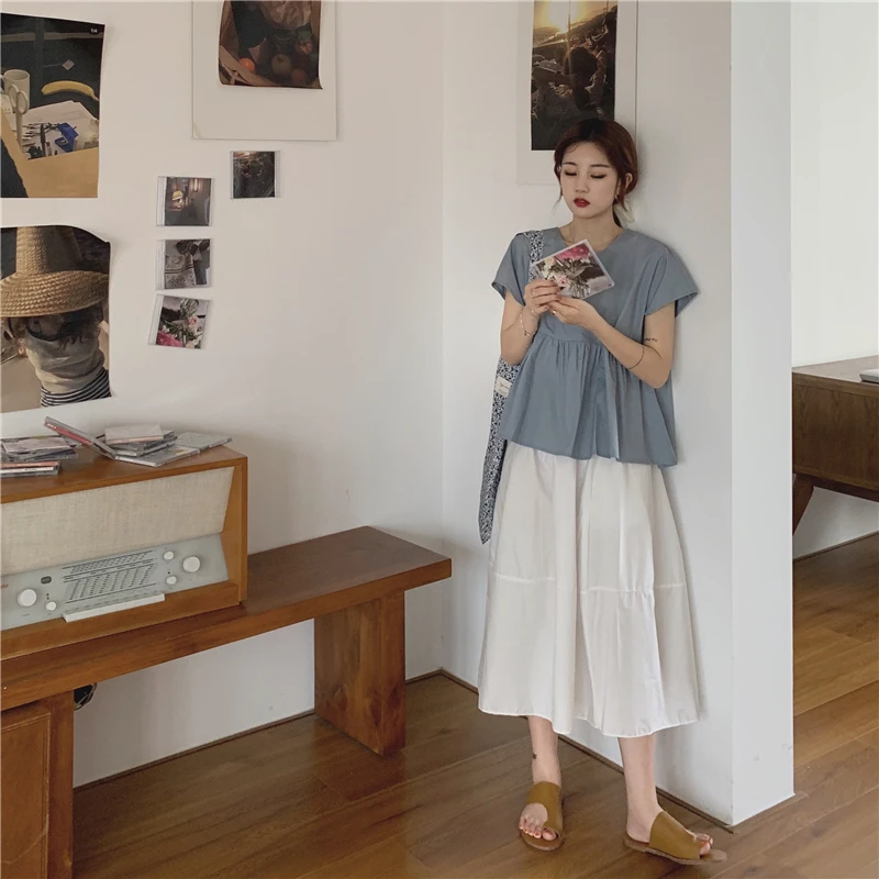 

2021 Summer Women Shirts Lace Up Bow Front And Back For Summer Short Sleeve Shirt