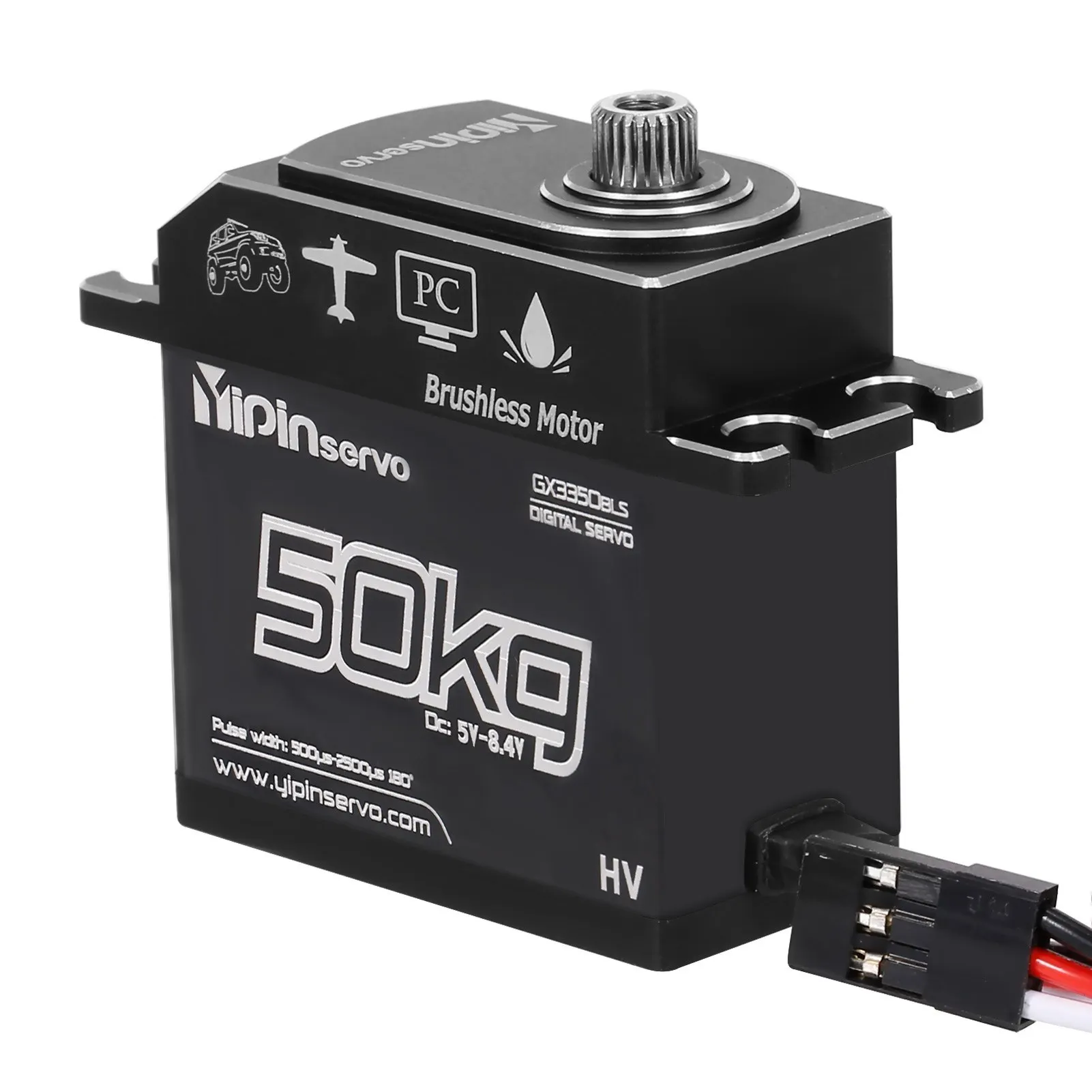 

GX3350BLS 50KG Digital Servo IP67 Waterproof Steering Servo 180 Full Metal Body Stainless Steel Gear Brushless Motor Servo for