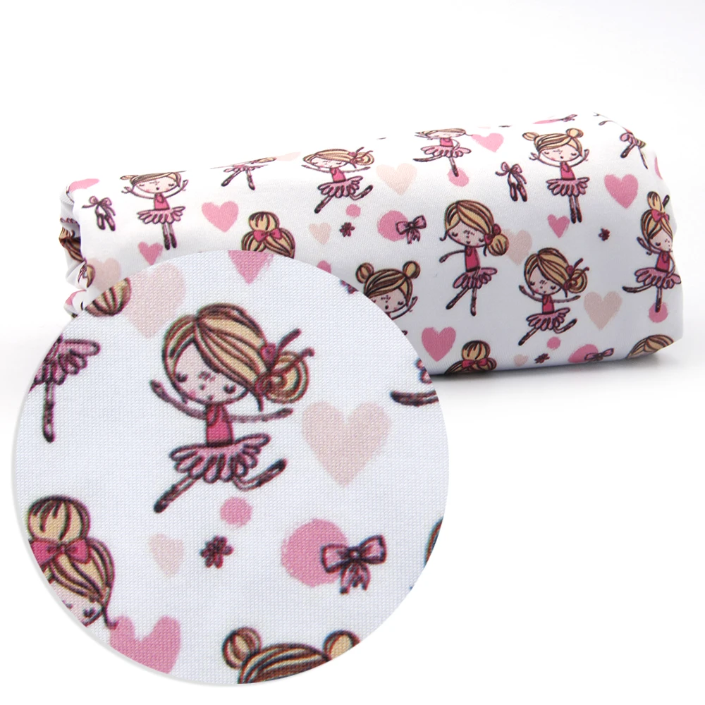 

50*140cm Paint Caroon Print 4 Ways Stretch Knit Fabric ,Making Home Textile Clothes HeadWrap Headbow Decoration,1Yc10072