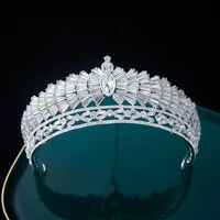 baroque luxury crystal beads bridal crown tiaras noble rhinestone pageant prom diadem headband cz crown wedding hair accessories