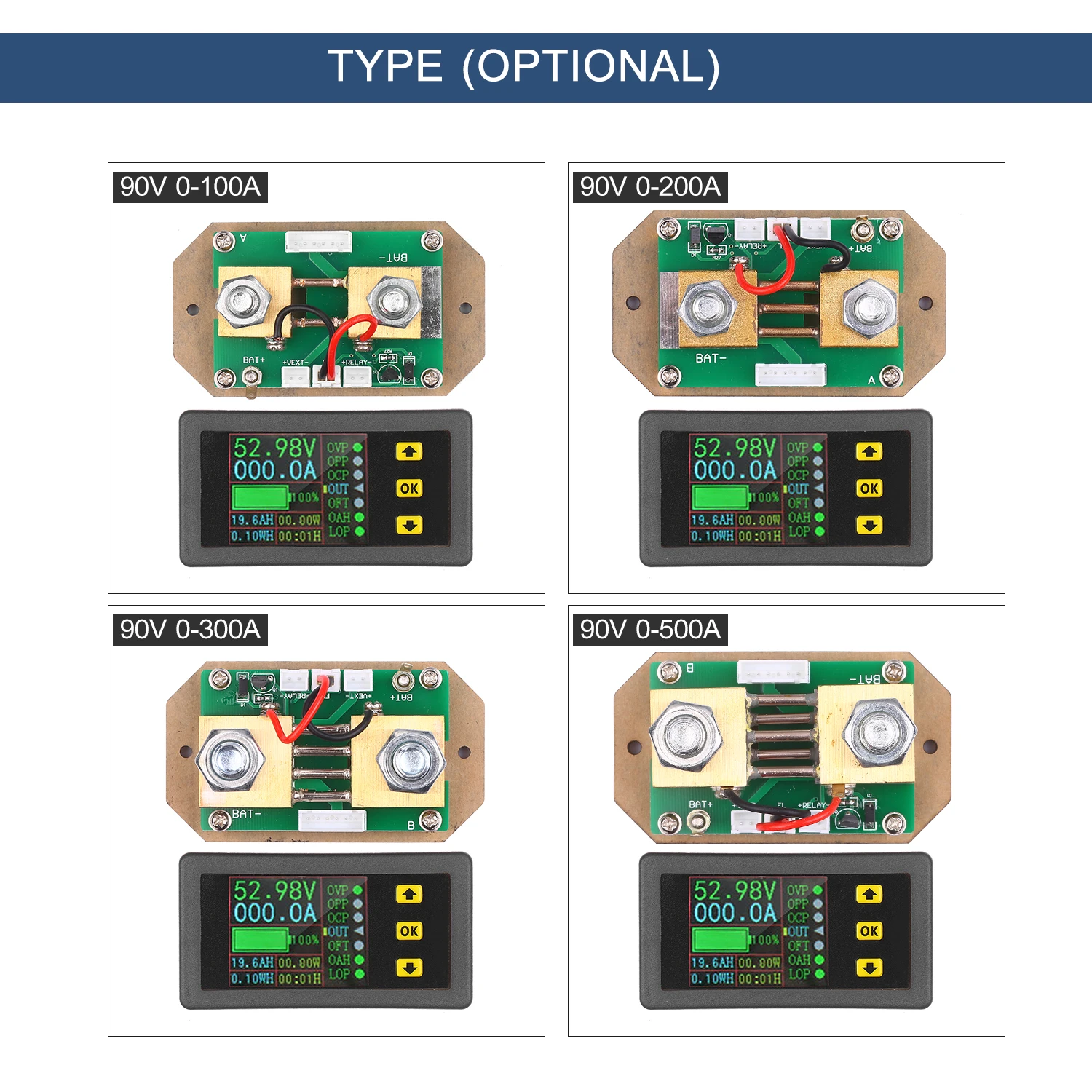 90V 0-500A Digital LCD Display Coulometer 2-way Current Measurement Voltmeter Ammeter Watt Meter Voltage Energy Monitor | Инструменты