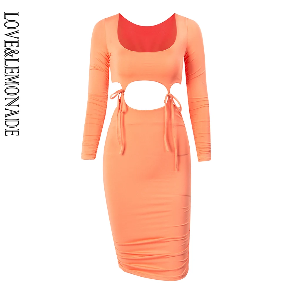 LOVE&LEMONADE Сексуальные круглые шеи флуоресцентные оранжевые два части галстук