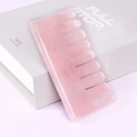 natural rose quartz massage comb head gua sha massager acupuncture scraping neck face healing crystal stone health body tool