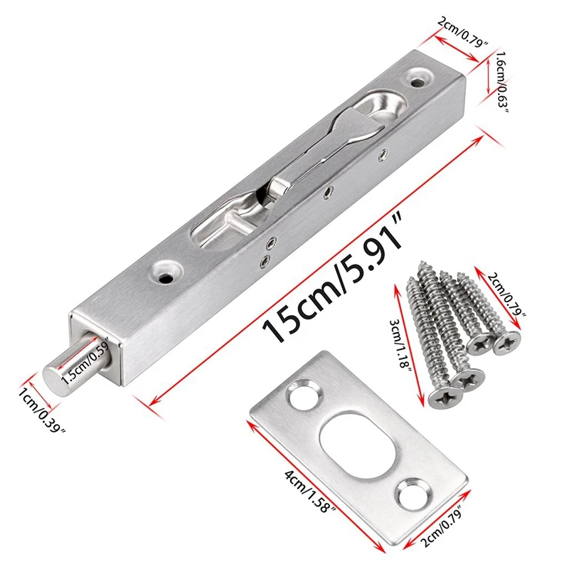 2 предмета алюминиевый полный болт 6 дюймов скрытый дверной замок безопасности