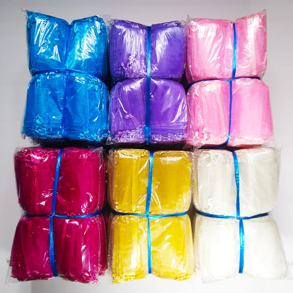 500 шт./лот,, сумки из органзы 7x9 9x12 10x15 13x18 см, Свадебная Упаковка, Подарочная сумка, вечерние украшения, Сумка из органзы для украшений