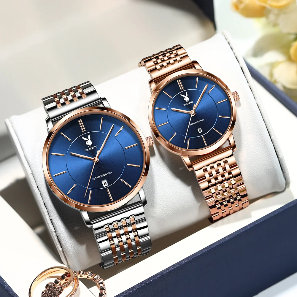 

Часы Наручные Пара кварт водонепроницаемые повседневные часы с календарем вольфрамовый стальной ремешок модные часы для влюбленных