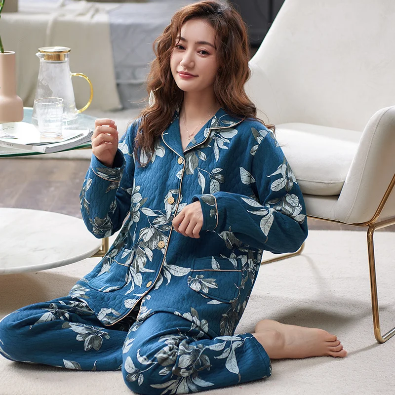 

JRMISSLI New Printing Plus Velvet Elegant Women Luxury Pijama Sets Sleep&Lounge Pajama Women's Fashion Sleepewear Plus Size