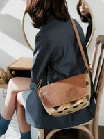 womens wave point canvas bag with leather shoulder bag hip hop college backpack messenger bag retro leisure fashion postman bag