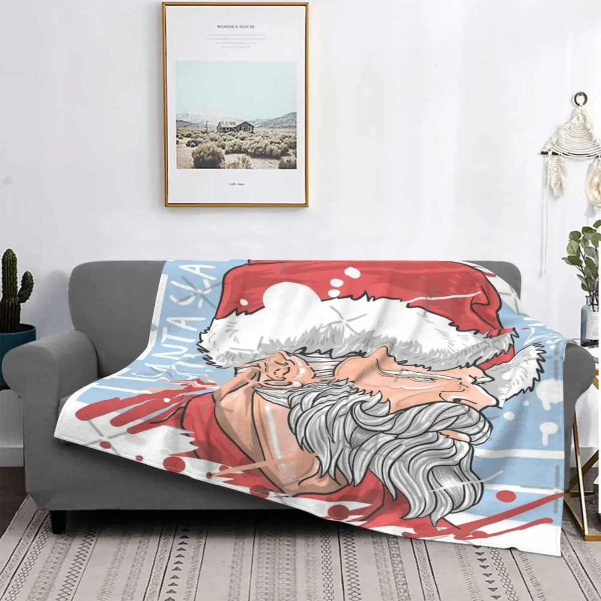 

Manta navideña de Papá Noel con pintura, para cama colcha, alfombra a cuadros, manta de Anime, Sudadera con capucha, manta para