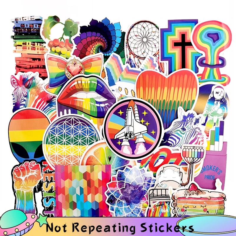 10/60 шт./упак. красочные радужные Мультяшные водонепроницаемые наклейки для