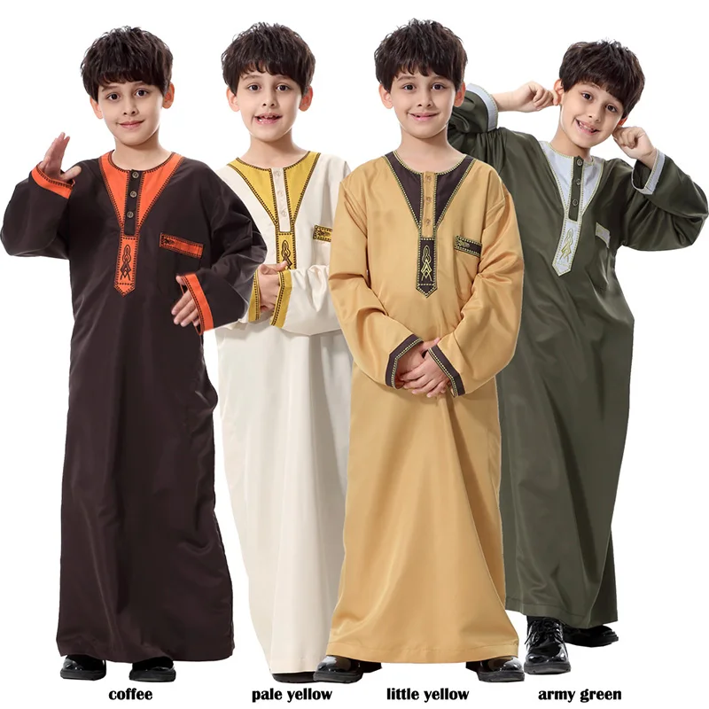 

Boy Children Abaya Dubai Kaftan Oman Arabic Qatar Muslim Kids Hijab Robe Caftan Marocain Ramadan Saudi Arabia Islamic Clothing