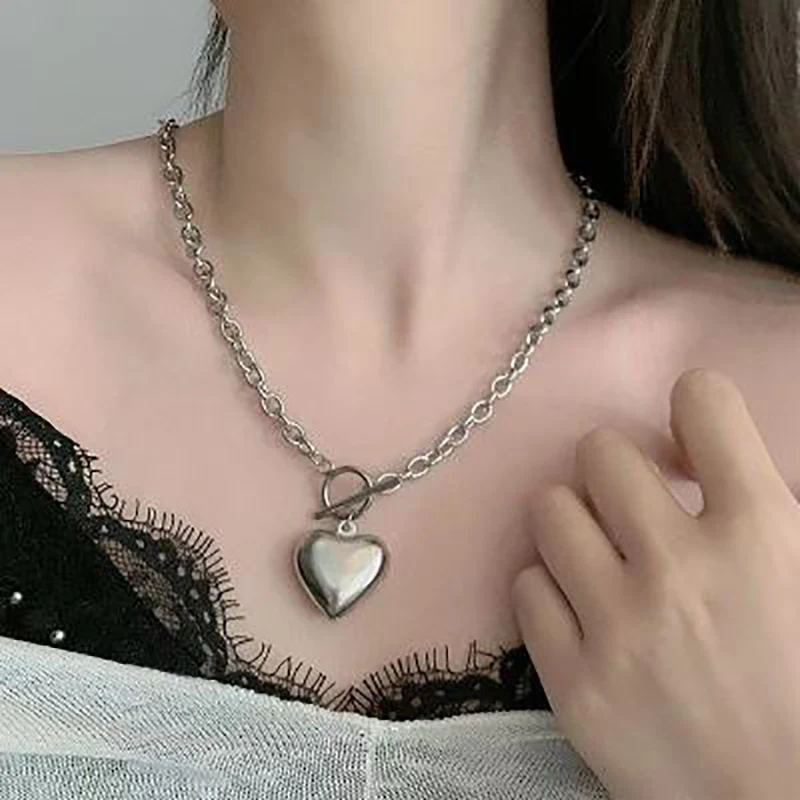 

Trendy Romantic Heart Pendant Women Man Necklace Fine Party Metal Necklaces Gifts For Girls Chain Chokers Jewelry Accessories