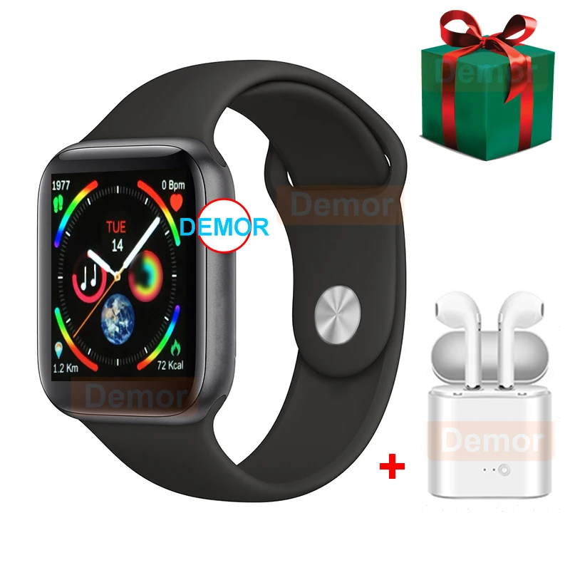 Черный DEMOR IWO 9 Смарт-часы gps серии 4 44 мм монитор сердечного ритма Smartwatch для Xiaomi iPhone huawei Android телефон гарнитура подарок - Цвет: Черный