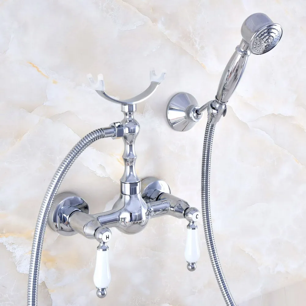 

Полированный серебристый хромированный латунный настенный смеситель для ванны с фотометром + шланг 1500 мм смеситель 2na733