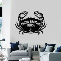 Kitchen Vinyl Wall Decal Fresh Seafood Restaurant Ocean Animal Crab Stickers Creative Wall Decor Posters Waterproof Mural A536