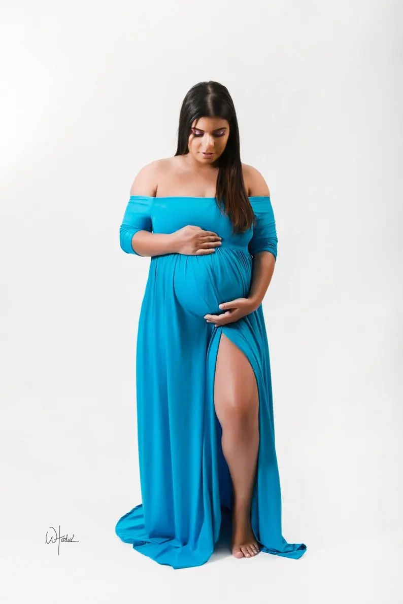 Платье для беременных фотосъемки платье с длинным рукавом женщин одежда мамы и - Фото №1