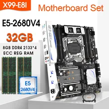 JINGSHA X99 E8I LGA 2011-3 Motherboard Set With E5 2680V4 Process And 4 x 8GB = 32GB  DDR4 2133MHZ ECC REG RAM M.2 WIFI NVME M.2