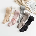 YWHUANSEN 0-10 Yrs Children Spring Autumn Winter Bowknot Tights Cotton Baby Girls Pantyhose Kids Infant Knitted Collant Tights