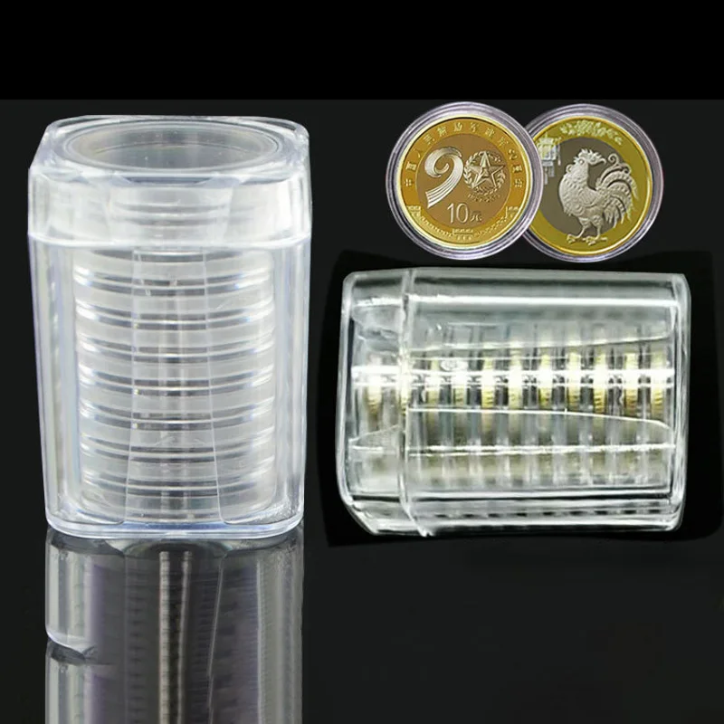 Круглая коробка для монет пластиковая прозрачная капсул коллекционный футляр