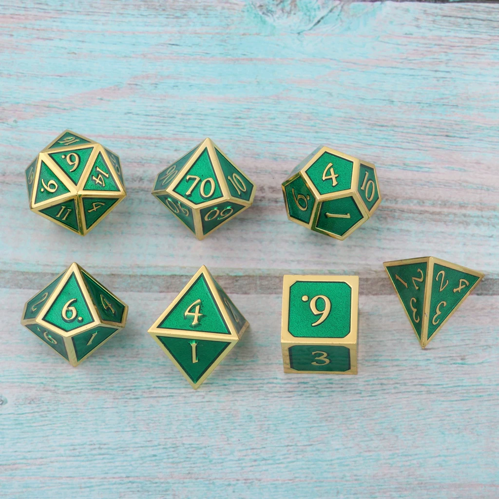 7 Pieces Alloy Metal Dice Polyhedral D20 D12 D10 D8 D6 D4 for Dungeons and | Спорт и развлечения