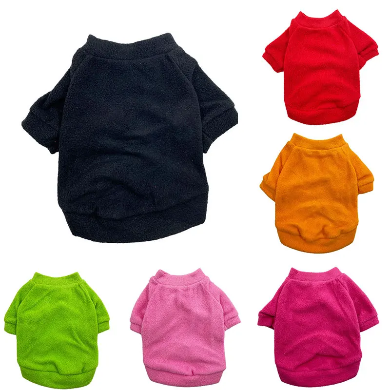 

Warm Fleece Pet Dog Clothes Solid Color Jacket For Small Dogs Winter Plush Cat Dog Hoodies French Bulldog Pullover Dogs Clothing