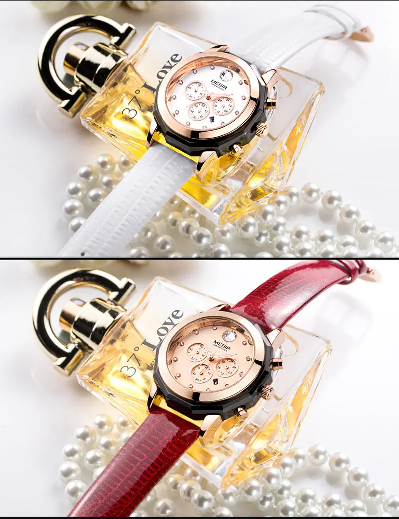 MEGIR женские наручные часы для влюбленных Топ люксовый бренд Хронометр Элегантные