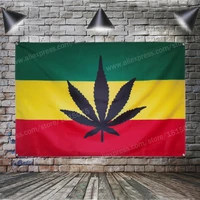 leaf colorful flag banner jamaica rasta reggae music rock band home decoration hanging flag 4 gromments 35ft 14496cm