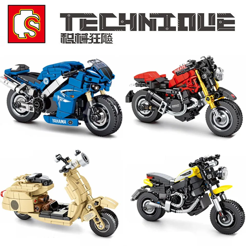 

SEMBO Motorcycle Technic MOC Building Blocks Set MOTO Model Creator Racing DIY Mini Diamond Bricks Toys for Children Gifts