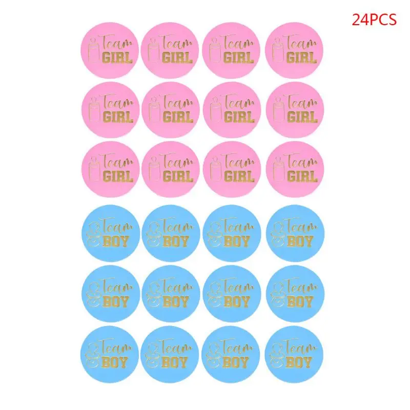 

24Pcs Gender Reveal Stickers Team Boy Team Girl Labels Party Creative Decoration K3KB