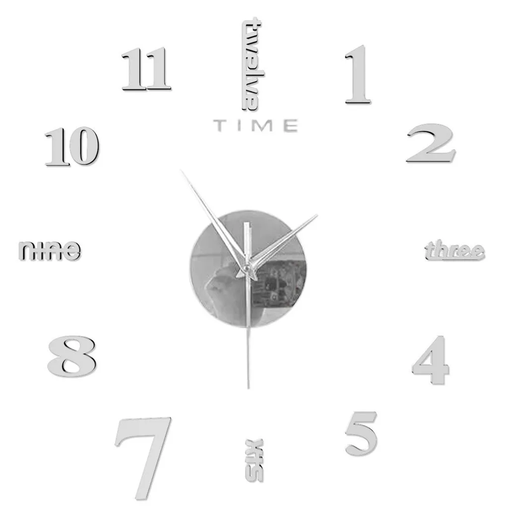 Frameless DIY Wall Mute Clock 3D Mirror Surface Sticker Home Office Decor Stickers Living Room Bathroom Decoration | Дом и сад